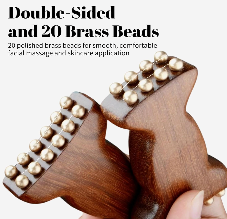 Facial Massage Roller with 20 Brass Beads