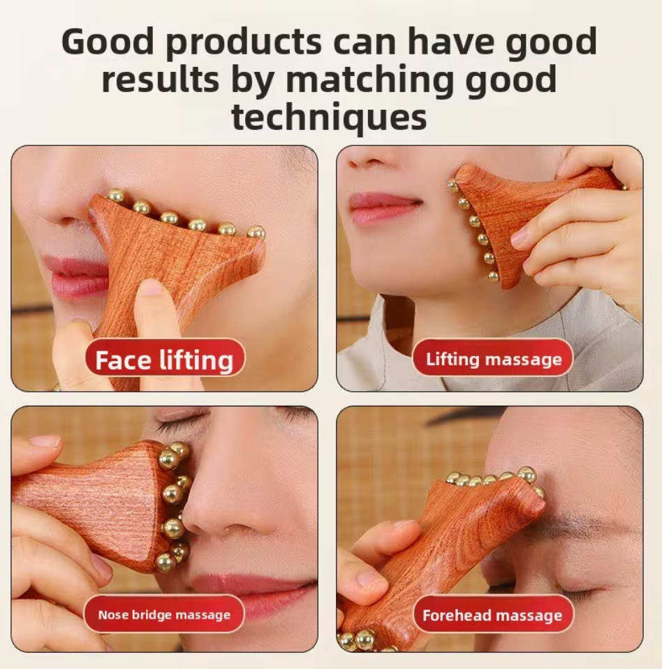 Facial Massage Roller with 20 Brass Beads