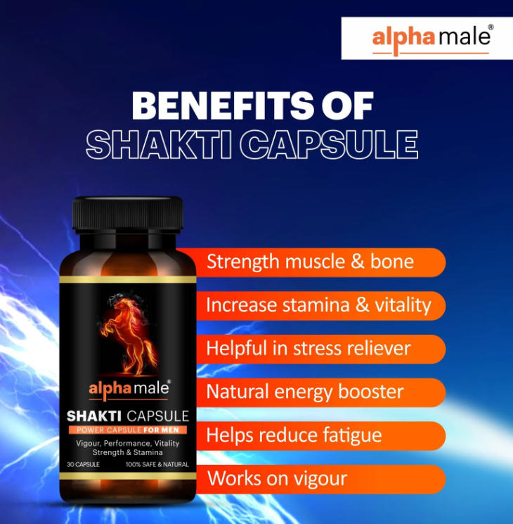 Alpha Male Shakti Capsule for Men | Shakti Vardhak Capsule for Boost Sex Power (30 Cap)