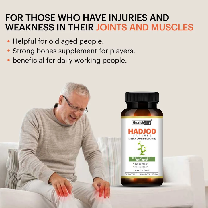 Healthally Hadjod Capsule for Joint Pain | Bones & Joint Strength Capsule (60 Cap)